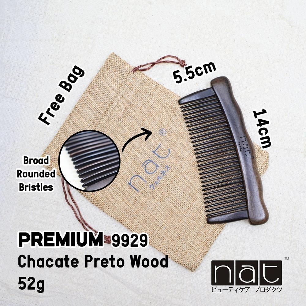 NAT PREMIUM Assorted Natural Wood Anti-Static Non-Toxic Non-Coloring Combs