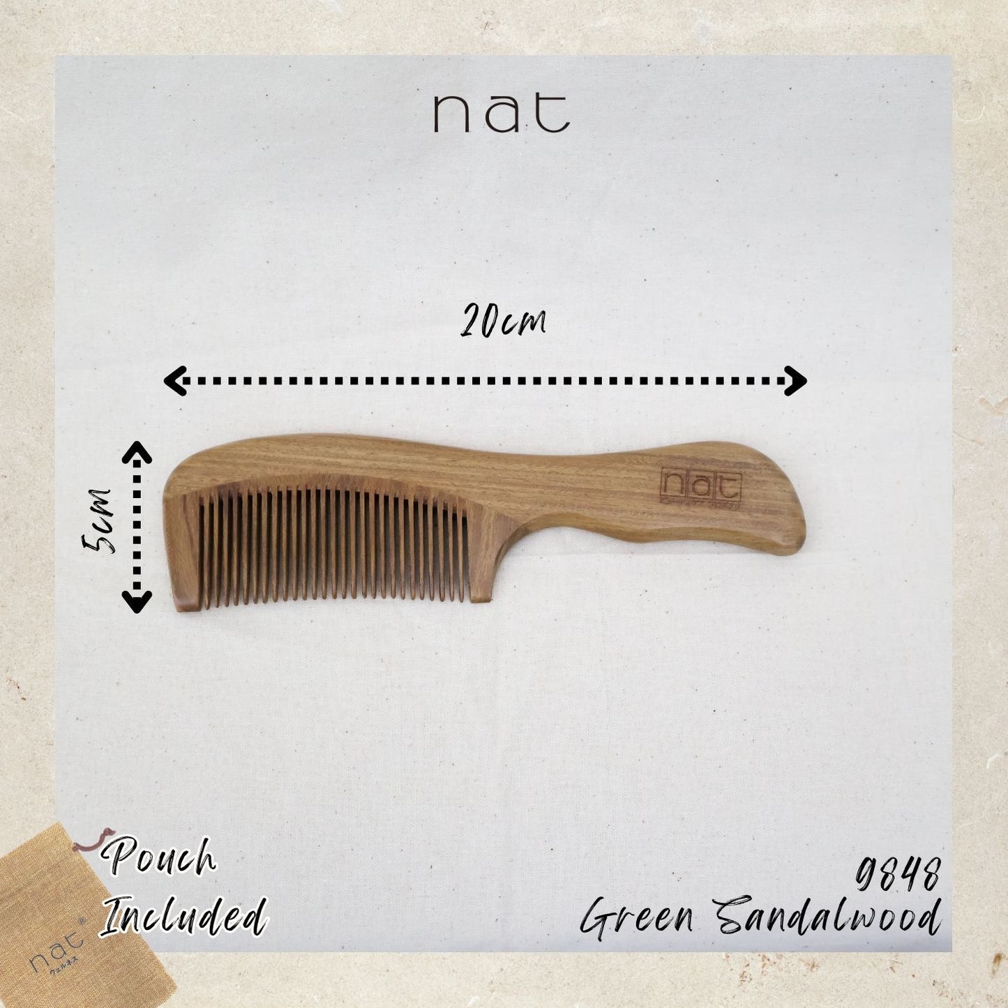 NAT Assorted Natural Green Sandalwood Anti-Static Non-Toxic Non-Coloring Combs