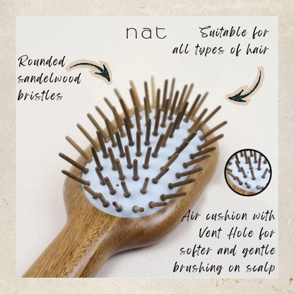 NAT PREMIUM High Quality Green Sandalwood Non-Static Non-Toxic No Coloring Mini Hair Brush Hair Accessories - BW80