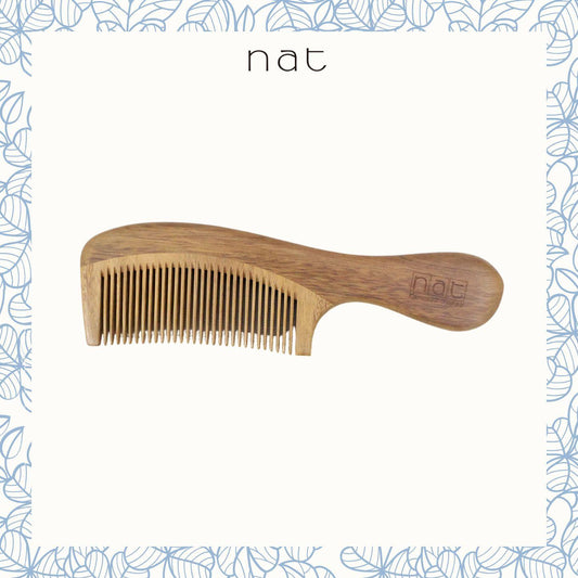 NAT Natural Green Sandalwood Fine Tooth Mix Color Anti-Static Gentle Relief Comb - 9847