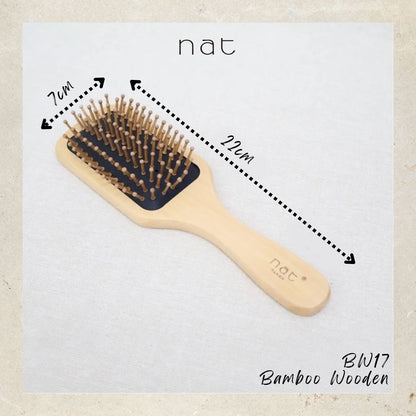 NAT Natural Wood & Bamboo Anti-Static Non-Toxic Hair Scalp Massaging Brushes