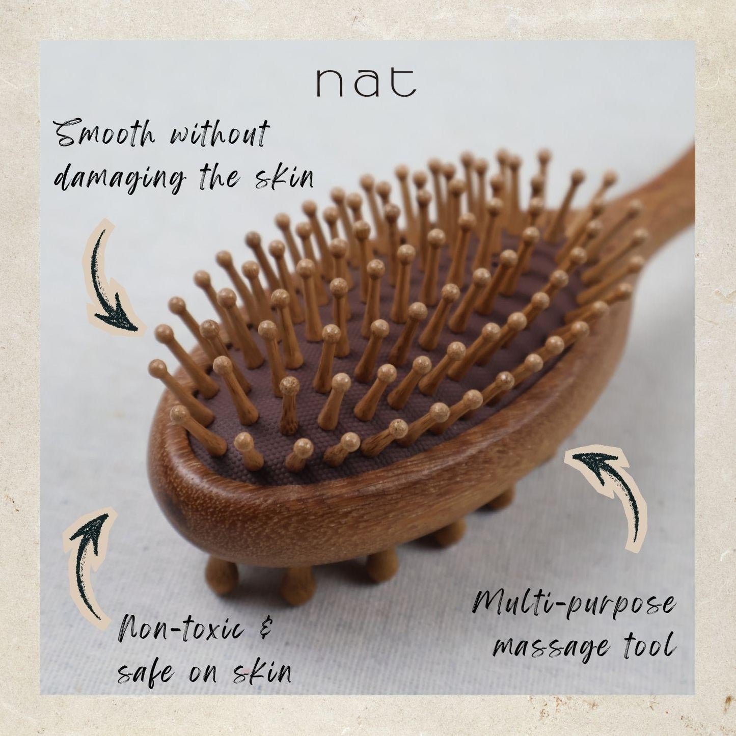 NAT Natural Massaging Massage Red Sandalwood Paddle Luxe Root Care Comb - BW83