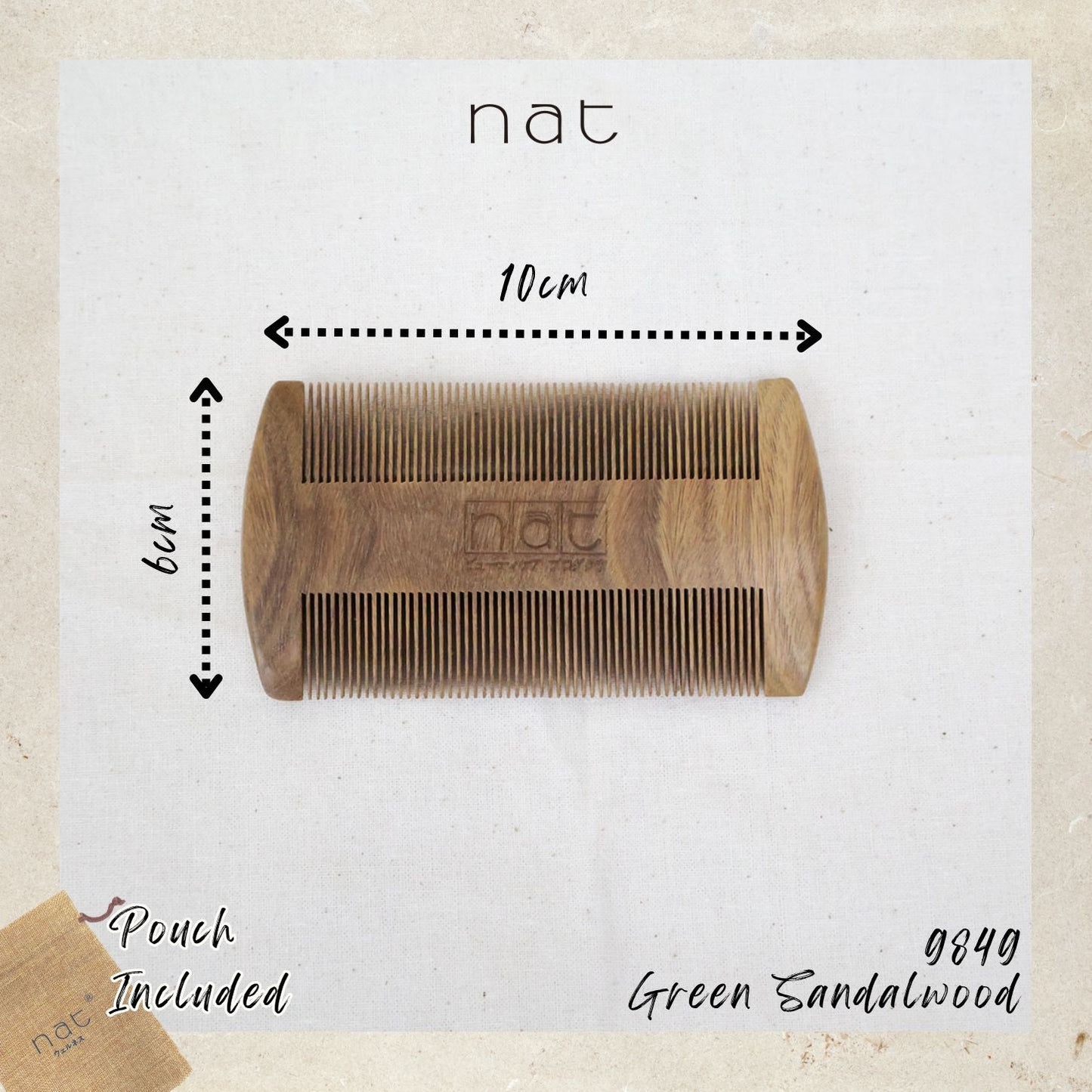 NAT Assorted Natural Green Sandalwood Anti-Static Non-Toxic Non-Coloring Combs