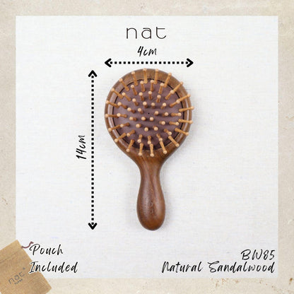 NAT Natural Portable Gold Sandalwood Gentle Detangle Hair Brush - BW85