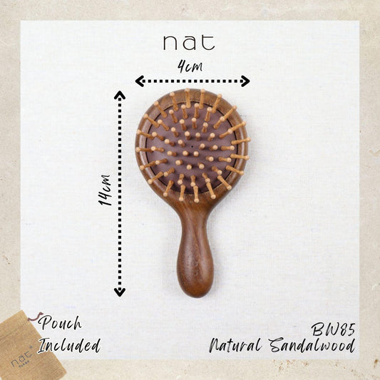 NAT Natural Portable Gold Sandalwood Gentle Detangle Hair Brush - BW85