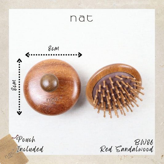 NAT Natural Wooden Red Sandalwood Scalp Root Care Hair Brush - BW86