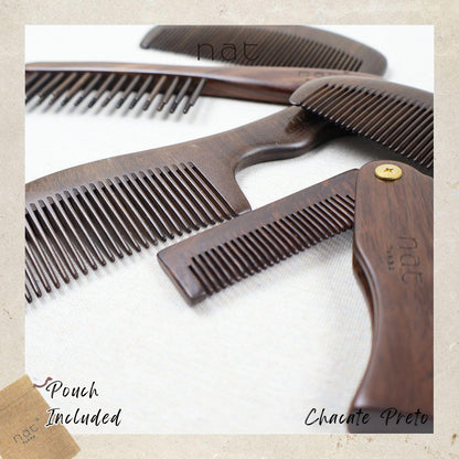 NAT Natural Chacate Preto Wooden Anti-Static Non-Toxic Non-Coloring Combs