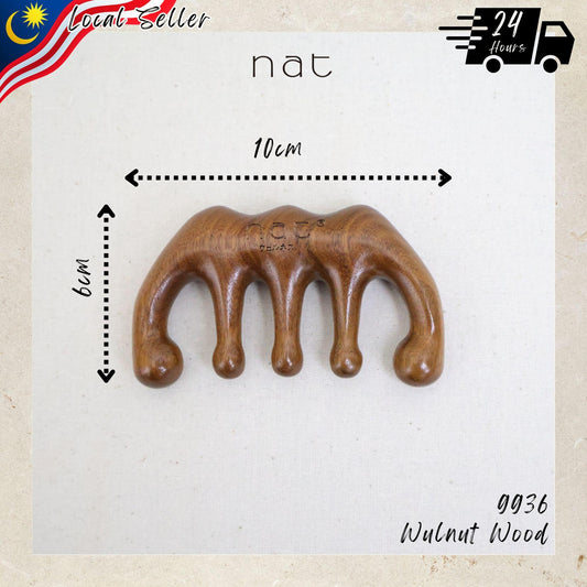 NAT Natural Walnut Wooden Wood Root Care Massage Anti-Static Comb for Gua Sha and Massaging - 9936
