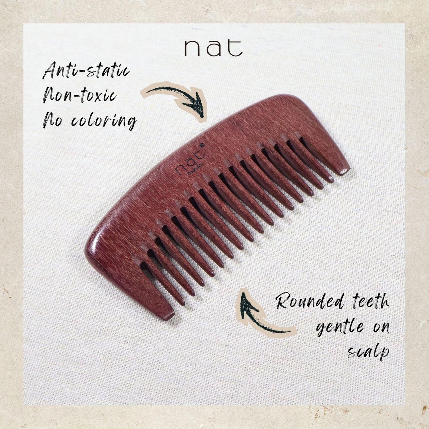 NAT Natural Purpleheart Wood Relax Scalp Massage Comb - 9972