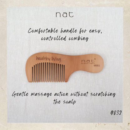 NAT Natural Gold Peach Wood Travel And Portable Anti-Static Stress Relief Combs - 9831+9832