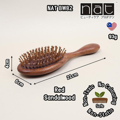 NAT High Quality Red Sandalwood Non-Static Non-Toxic No Coloring Oval Hair Brush Hair Accessories - BW82