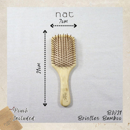 NAT High Quality & Natural Anti Static Bamboo Hair Brush with Rubber Air Cushion Gentle Care Comb - BW21