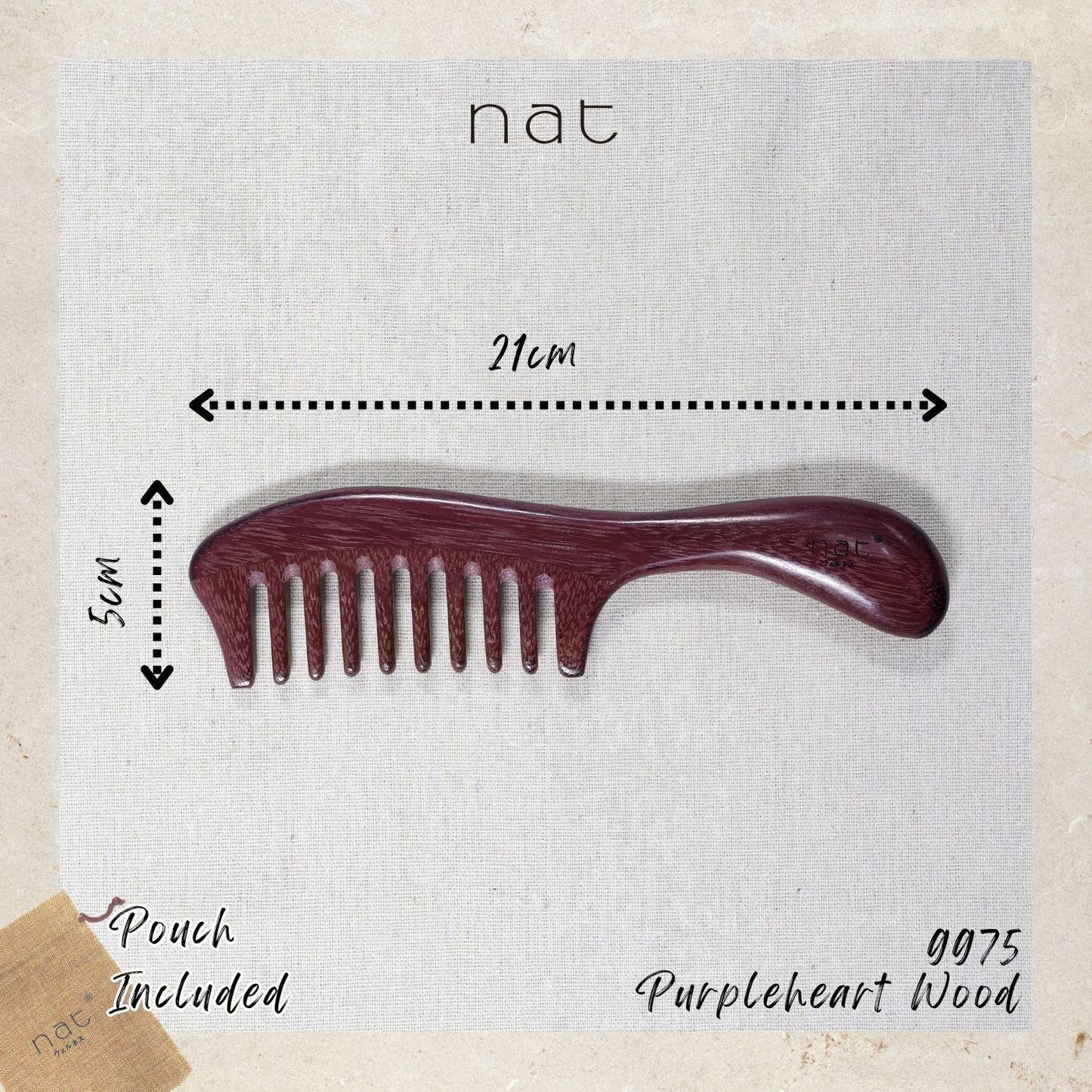 NAT Natural Purpleheart Wood Healthy Scalp Care Comb - 9975