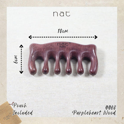 NAT Natural Purpleheart Wood Wooden Massage Anti-Static Gua Sha Scalp Boost Comb - 9968