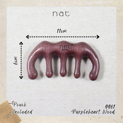 NAT Natural Purpleheart Wood Wooden Massage Anti-Static Gua Sha Gentle Care Comb - 9961