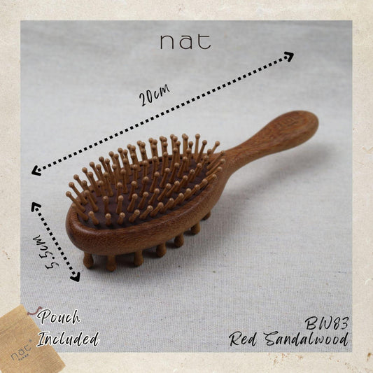 NAT Natural Massaging Massage Red Sandalwood Paddle Luxe Root Care Comb - BW83