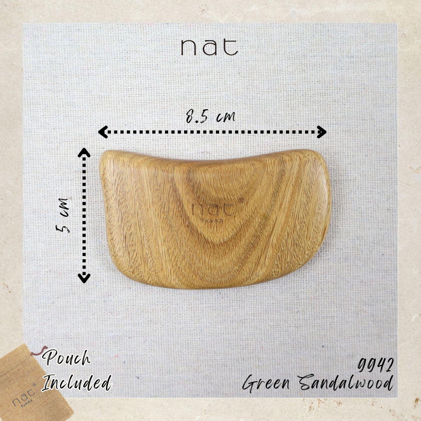 NAT Natural Gold Sandalwood Wood Wooden Gentle Detangle Massage Anti-Static Slab Design Gua Sha - 9942