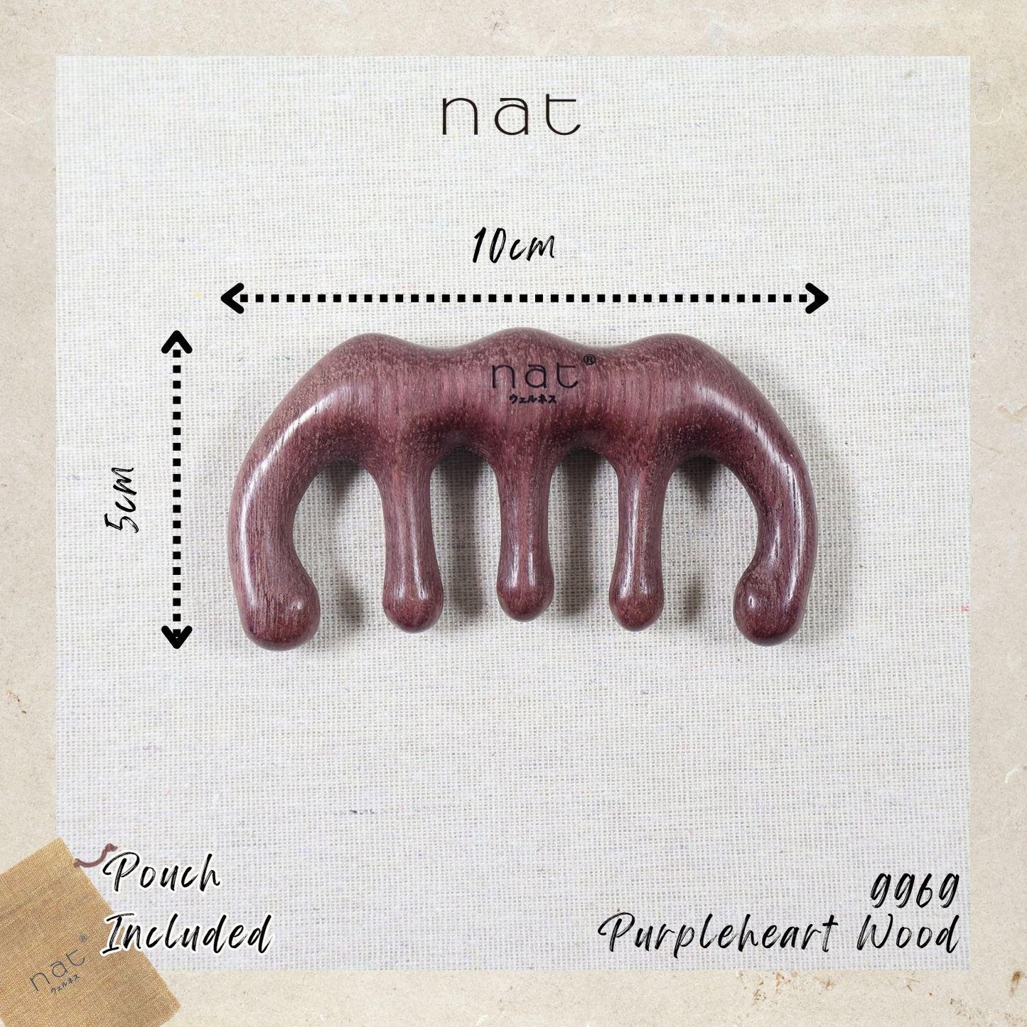 NAT Natural Purpleheart Wood Wooden RootCare Massage Anti-Static Gua Sha  - 9969