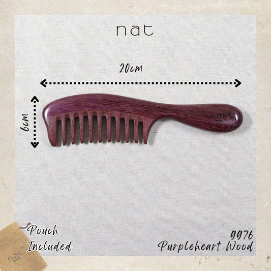 NAT Natural Purpleheart Wood Gentle Relief Comb - 9976