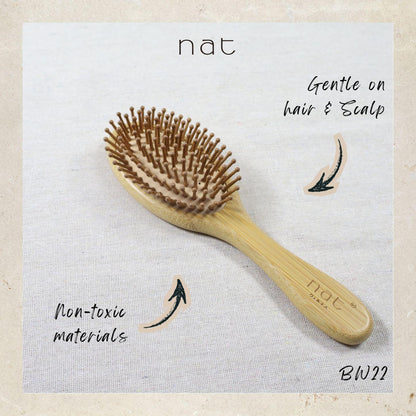 NAT High Quality Natural & Anti Static Bamboo Hair Brushes Combo with Rubber Air Cushion Deep Relax - BW22+BW23