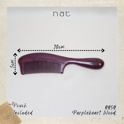 NAT Natural Purpleheart Hardwood Wooden Anti-Static Wood Combs
