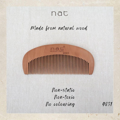 NAT Natural Gold Peach Wood Travel And Portable Anti-Static Stress Relief Combs - 9831+9832