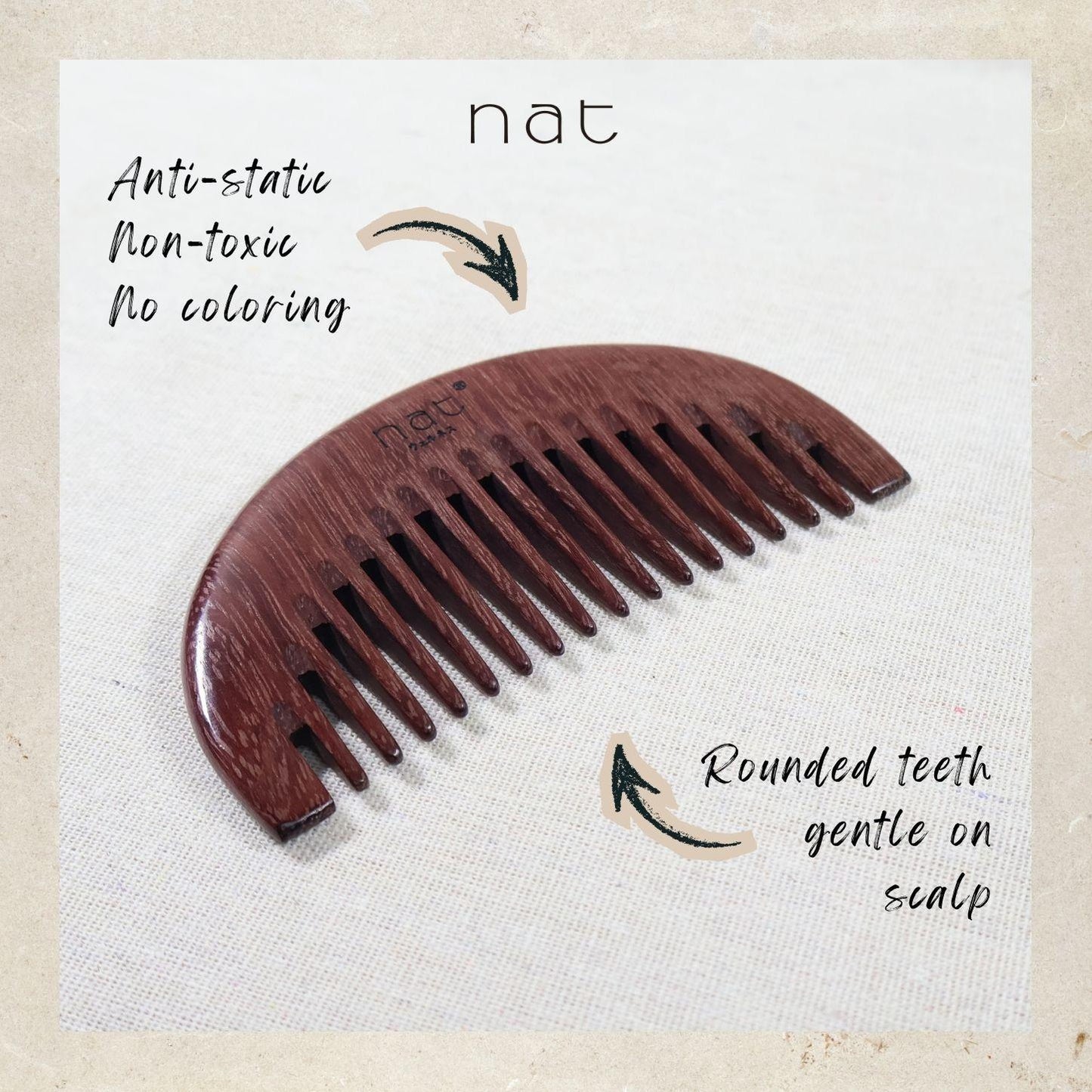 NAT Natural Purpleheart Wood Glow Root Scalp Comb - 9971