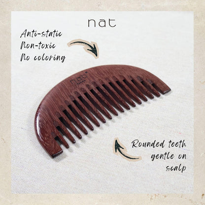 NAT Natural Purpleheart Wood Glow Root Scalp Comb - 9971