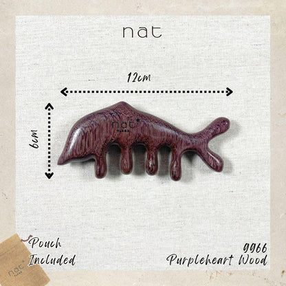NAT Natural Purpleheart Wood Wooden Massage Anti-Static Cartoon Fish Bone Gua Sha Styling Comb - 9966