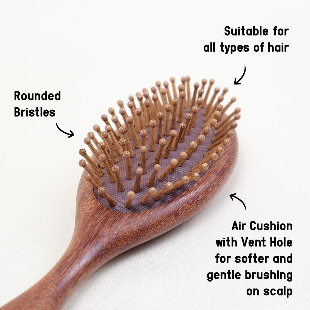 NAT High Quality Red Sandalwood Non-Static Non-Toxic No Coloring Oval Hair Brush Hair Accessories - BW82