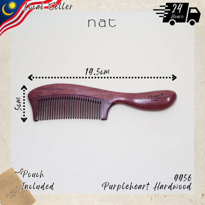 NAT Natural Purpleheart Hardwood Wooden Anti-Static Wood Smooth Care Comb - 9956