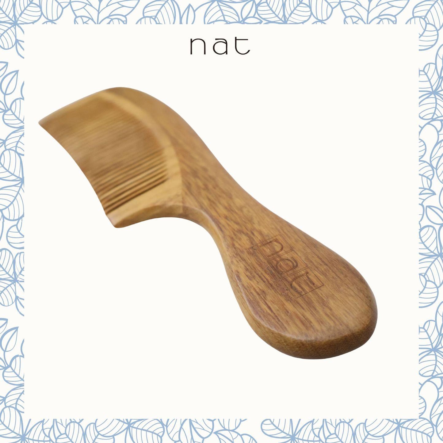 NAT Natural Green Sandalwood Fine Tooth Mix Color Anti-Static Gentle Relief Comb - 9847