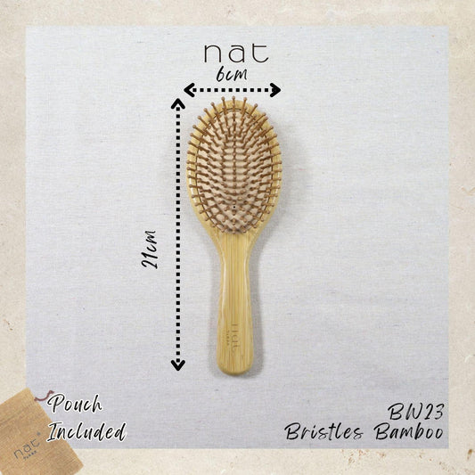 NAT High Quality & Natural Anti Static Bamboo Hair Brush with Rubber Air Cushion Comfort Brush - BW23