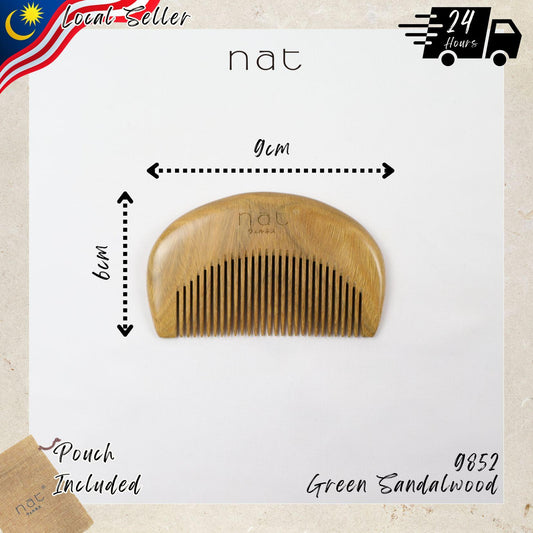 NAT Natural Green Sandalwood Narrow Tooth Anti-Static Portable & Handy Comb Hair Accessories - 9852