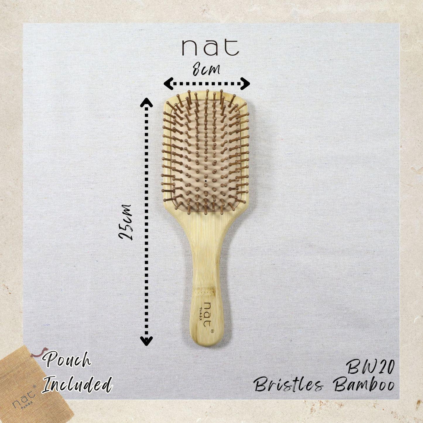 NAT High Quality & Natural Anti Static Bamboo Hair Brush with Rubber Air Cushion Pure Hair Brush - BW20
