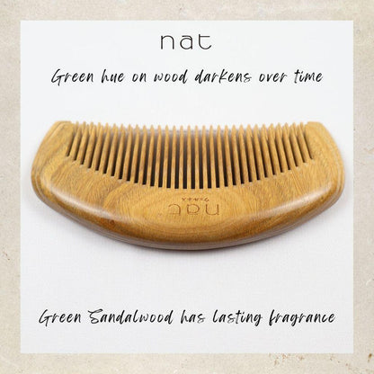 NAT Natural Green Sandalwood Anti Static Non Toxic Hair Comb Tool Hair Accessories - 9853