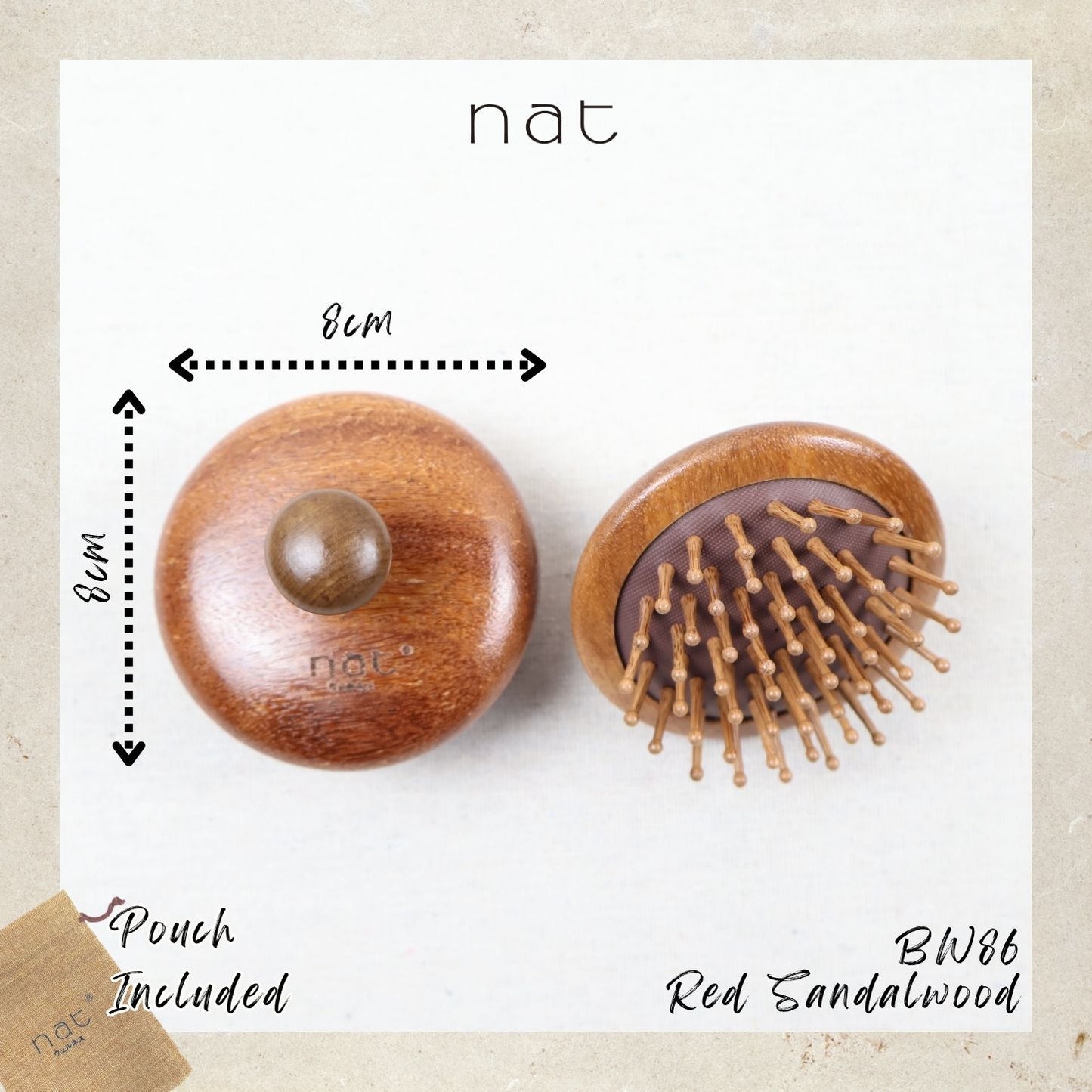 NAT Assorted Natural Red Sandalwood Anti-Static Non-Toxic Non-Coloring Combs and Massage Tools
