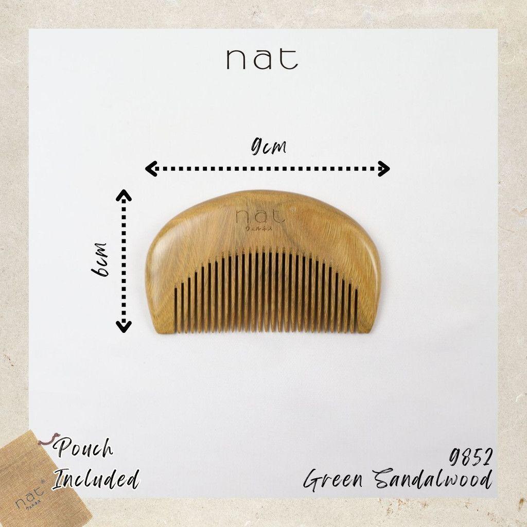 NAT Natural Green Sandalwood Narrow Tooth Anti-Static Portable & Handy Comb Hair Accessories - 9852