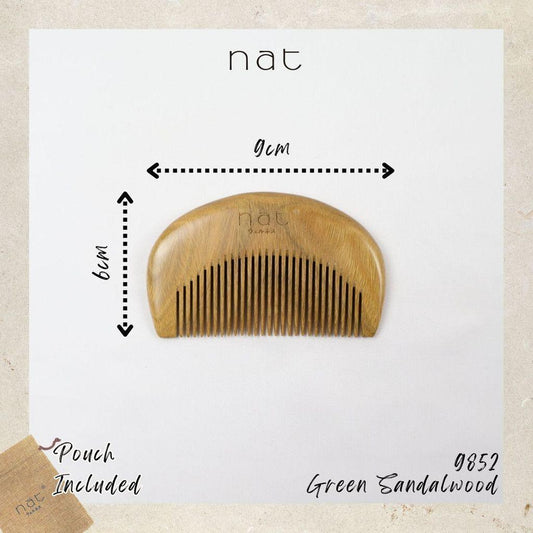 NAT Natural Green Sandalwood Narrow Tooth Anti-Static Portable & Handy Comb Hair Accessories - 9852