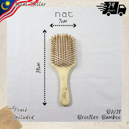 NAT Natural Wood & Bamboo Anti-Static Non-Toxic Hair Scalp Massaging Brushes