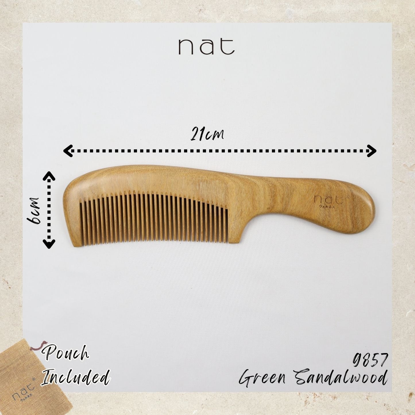 NAT Assorted Natural Green Sandalwood Anti-Static Non-Toxic Non-Coloring Combs