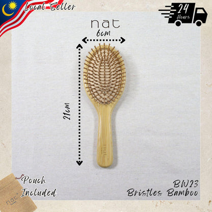 NAT High Quality & Natural Anti Static Bamboo Hair Brush with Rubber Air Cushion Comfort Brush - BW23