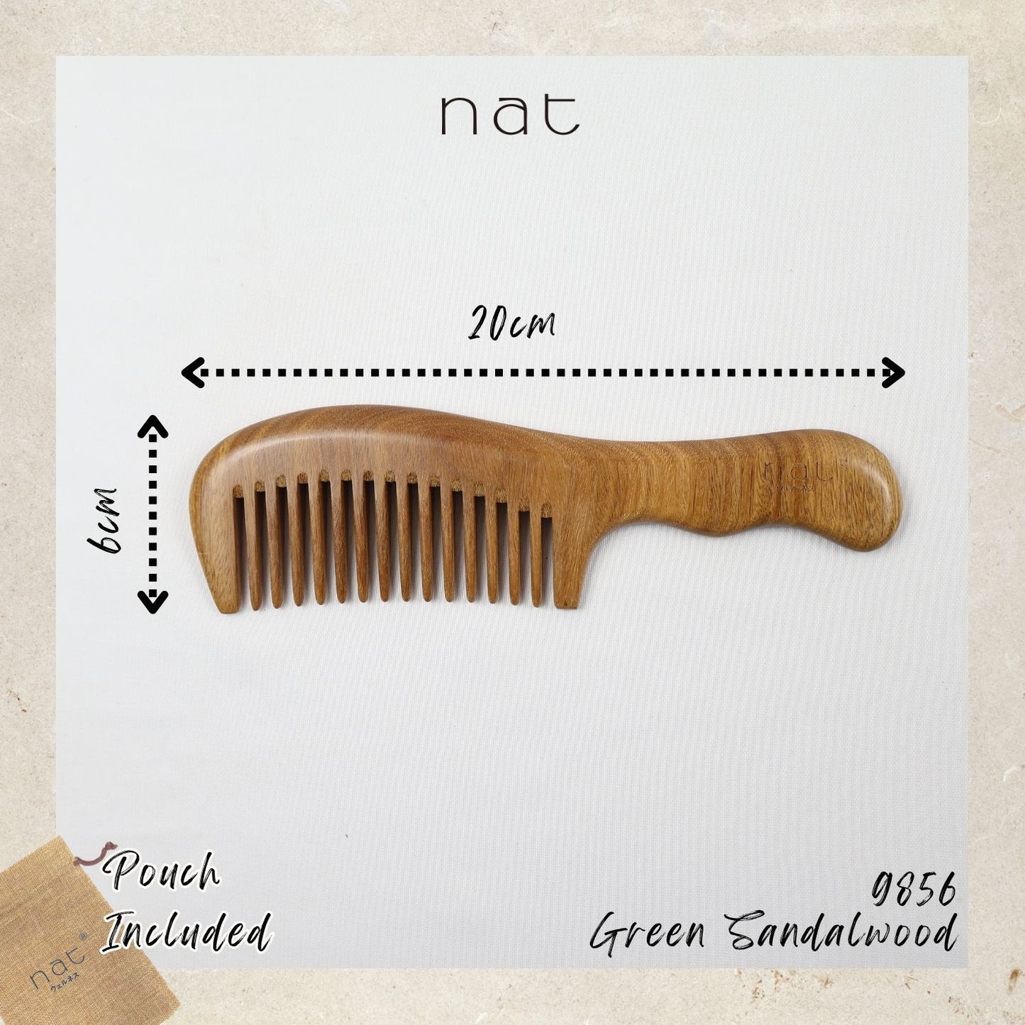 NAT Assorted Natural Green Sandalwood Anti-Static Non-Toxic Non-Coloring Combs