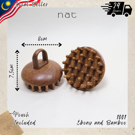 NAT Natural Ebony Wood and Bamboo Massage Anti-Static Gua Sha Pure Scalp Massage Comb - 1001