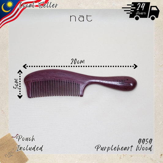 NAT Natural Purpleheart Hardwood Wooden Anti-Static Wood Prime Styling Comb - 9959