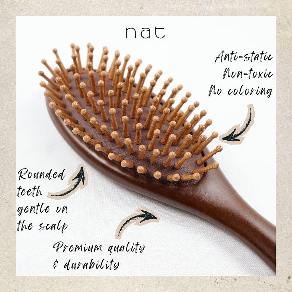 NAT Natural Dual Massaging Massage Red Sandalwood Brush Hair Accessories - BW78
