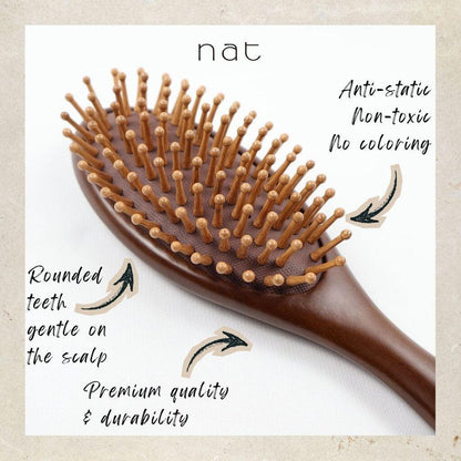 NAT Natural Dual Massaging Massage Red Sandalwood Brush Hair Accessories - BW78