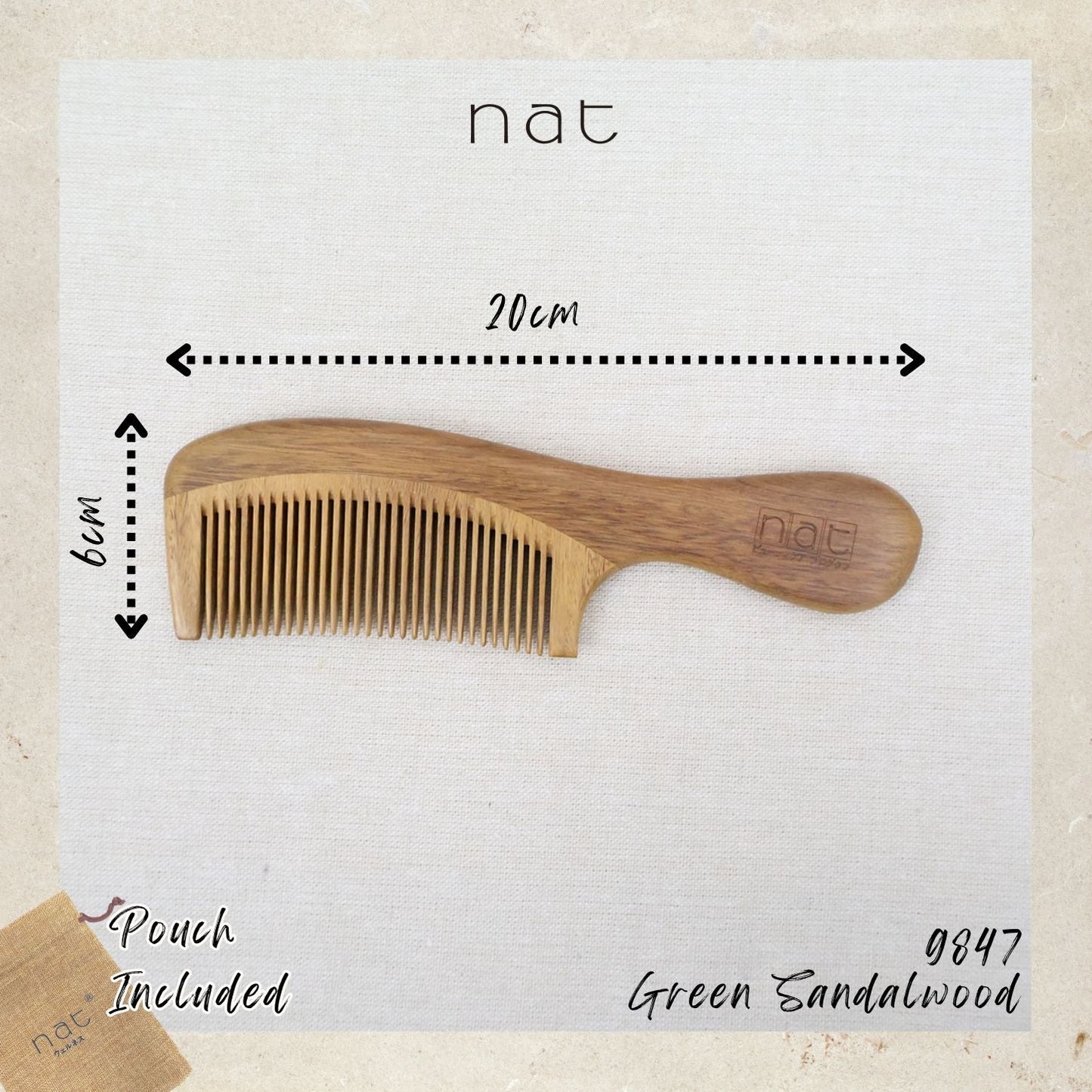 NAT Assorted Natural Green Sandalwood Anti-Static Non-Toxic Non-Coloring Combs