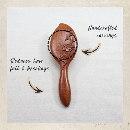 NAT High Quality & Premium Oriental Handcrafted Natural & Anti Static Red Sandalwood Premium Head Brush - BW26