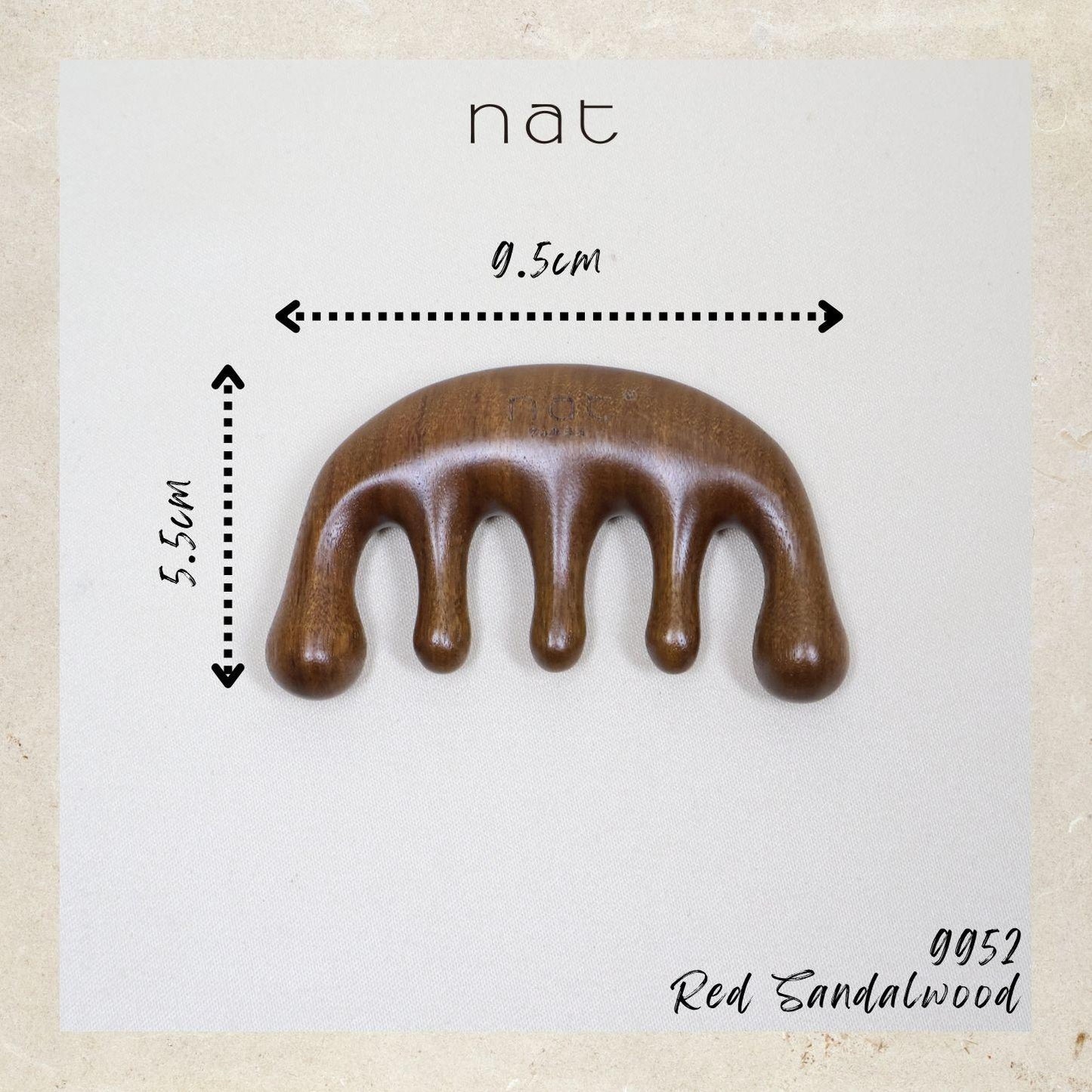 NAT Natural Red Sandalwood Wooden Massage Anti-Static Gua Sha Smooth Care Brush Comb - 9952
